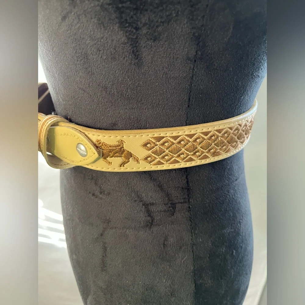 Leather embroidered‎ Charro belt western rodeo kids size 22 handmade in Mexico